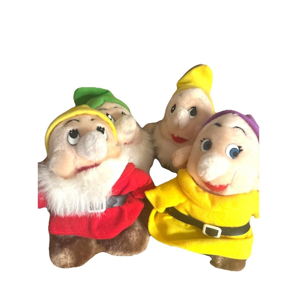 4 Lot Vintage Disney Snow White & Seven Dwarfs Plush 6”
